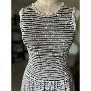 CHANEL Multicolor Striped Sleeveless Knit Dress, Size 34 Italy